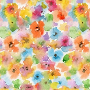 Bed Of Flowers, abstract floral watercolor painted design