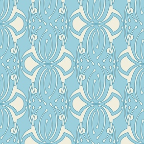 Inner Yogi Damask 10x12 on Light Blue Large Scale