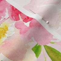enchanting summer hand painted watercolour roses and twigs perfect for nursery wallpaper  double layer light pink background