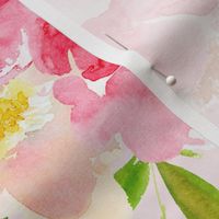 enchanting summer hand painted watercolour roses and twigs perfect for nursery wallpaper  light pink background