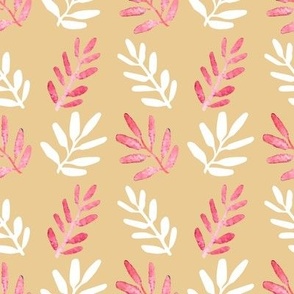 Little branches pink and white on gold - Large