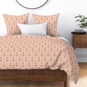 Spring Garden ethnic scallop arches with traditional flower, chinoiserie, grand millennial - peach and coral on cream - mid-large 