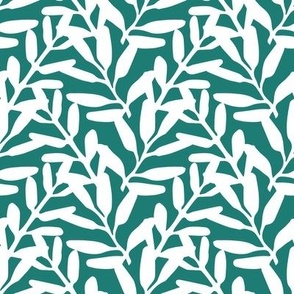 Little white branch on teal - Large