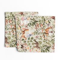 18" Step into a Victorian Gothic Fairytale: Little Fairies and Wild Animals in Autumn Woodland. Immerse in the Sepia-Toned Nostalgic Antiqued Romantism with Mushroom-Adorned Wallpaper