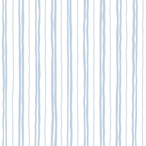 fog crooked lines on white - light blue thin wonky stripe - blue coastal wallpaper and fabric