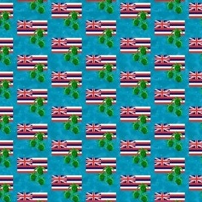 Tiny Hawaii Flag and Green Sea Turtles