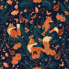 Night Foxes whimsical Garden