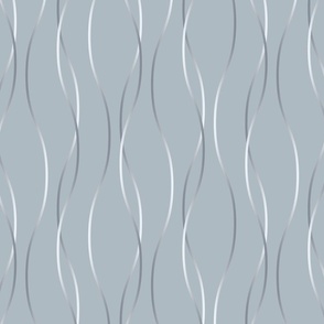 Napolitano Stone Grey - L large scale - thin elegant luxe shimmer glitter minimalist ribbon wave slate blue silver