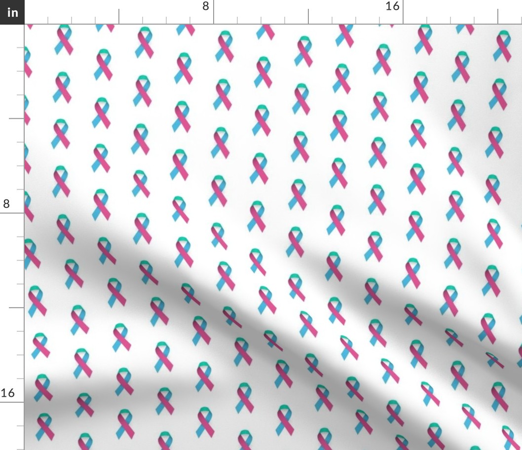 Thyroid Cancer Ribbons Cute, Teal/Pink/Blue Ribbon, Cancer Ribbon, Awareness Ribbon