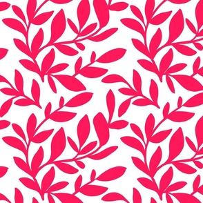 Bright pink Botanical branches on white graphic large scale