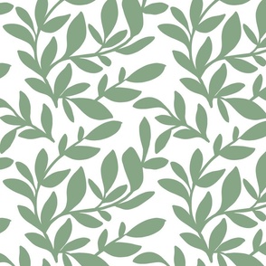 Sage Green Botanical branches on white graphic large scale
