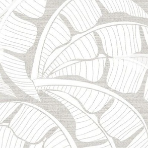 Grasscloth-White Palms on  Agreeable Gray Wallpaper