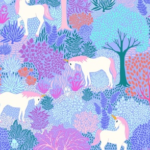 UNICORNS IN THE FOREST TREES CW6-01 lavender 