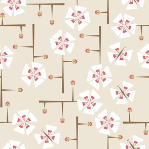 Mid Mod Cherry Blossoms / Wedding / Geometric / Hanami / Beige Pink / Large