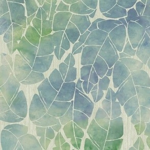 Watercolor Palms - Blue-Green on Lt.Moss Grasscloth Wallpaper