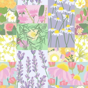 Flower + Herb Garden Patchwork in Pastel
