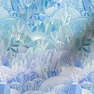 Ice Crystal Garden- Frozen Magical Crystals- Fairytale- Novelty- Kids- Children- Blue Nursery Wallpaper- Gender Neutral- sMini