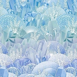 Ice Crystal Garden- Frozen Magical Crystals- Fairytale- Novelty- Kids- Children- Blue Nursery Wallpaper- Gender Neutral- sMini