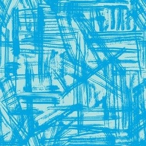 Brush Strokes -  Small Scale - Turquoise Abstract Geometric Artsy lines