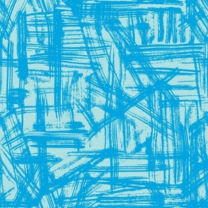 Brush Strokes -  Medium Scale - Turquoise Abstract Geometric Artsy lines