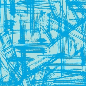 Brush Strokes -  Large Scale - Turquoise Abstract Geometric Artsy lines