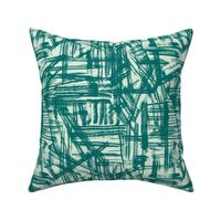 Brush Strokes -  Medium Scale - Emerald Green and Light Green Abstract Geometric