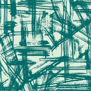 Brush Strokes -  Large Scale - Emerald Green and Light Green Abstract Geometric Artsy lines