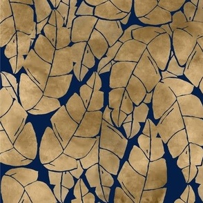 Palm Grove - Gold Palms on Navy Wallpaper 