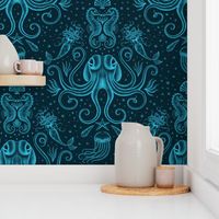 Ocean Damask Blue