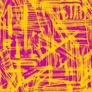 Brush Strokes -  Small Scale - Yellow and Hot Pink Abstract Geometric Dopamine Rush Artsy Lines