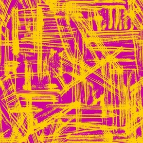 Brush Strokes -  Medium Scale - Yellow and Hot Pink Abstract Geometric Dopamine Rush Artsy Lines