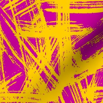 Brush Strokes -  Large Scale - Yellow and Hot Pink Abstract Geometric Dopamine Rush Artsy Lines