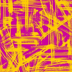 Brush Strokes -  Large Scale - Yellow and Hot Pink Abstract Geometric Dopamine Rush Artsy Lines