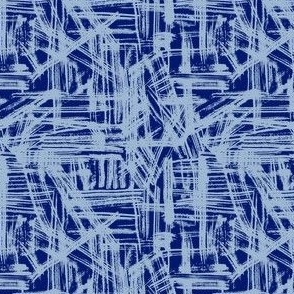 Brush Strokes -  Ditsy Scale - Cornflower Blue and Cobalt Blue Abstract Geometric Artsy lines