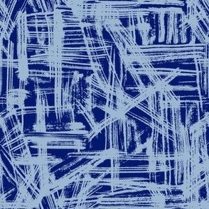 Brush Strokes -  Small Scale - Cornflower Blue and Cobalt Blue Abstract Geometric Artsy lines
