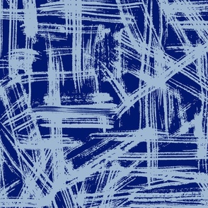 Brush Strokes -  Large Scale - Cornflower Blue and Cobalt Blue Abstract Geometric Artsy lines