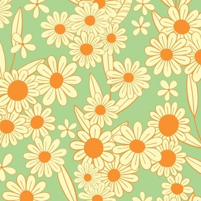 Spring Floral in Mint, Orange