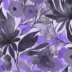 Abstract Watercolor Flower Pattern Pastel Purple