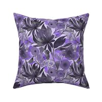 Abstract Watercolor Flower Pattern Pastel Purple Smaller Scale