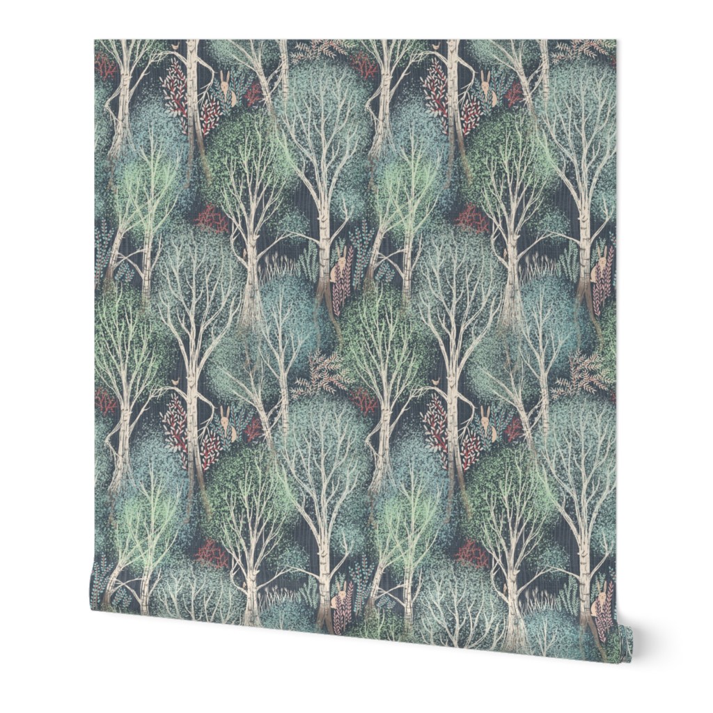 whimsy forest with dancing trees wallpaper -medium scale