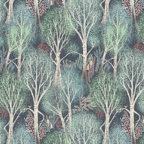 whimsy forest with dancing trees wallpaper -medium scale