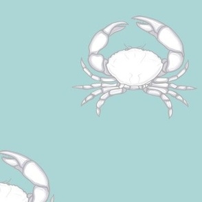 Silver Crabs on Seafoam - Lg