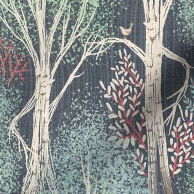 whimsy forest with dancing trees wallpaper - large scale