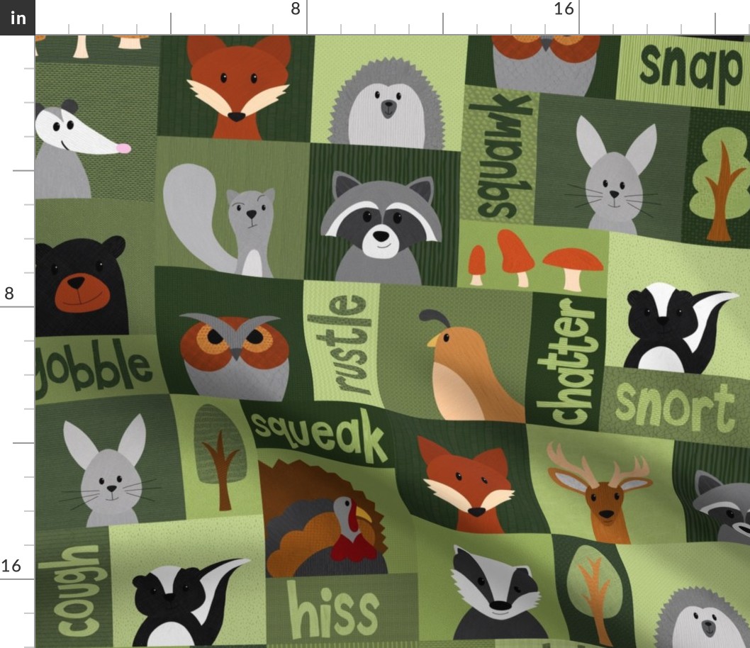 woodland critters cheater fabric - forest animals - shw1017