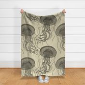 Large Cozy Jellyfish black on cream