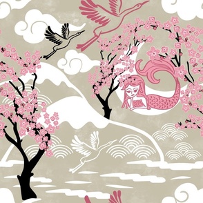 Hidden Moon mermaid in Whimsical Cherry Blossom Mountain