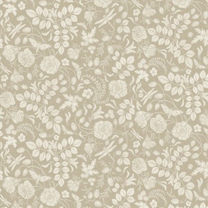 Ivory Botanical on Linen Medium Scale