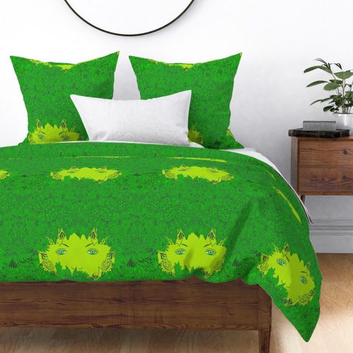 wood elf hidden in green leaves by Fabric | Spoonflower