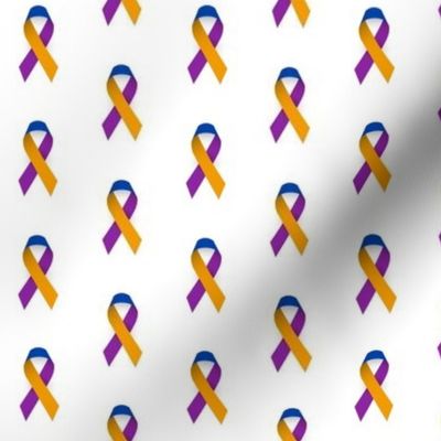 Bladder Cancer Ribbon, Blue Yellow Purple Cancer Awareness Ribbon, May, Bladder Cancer Awareness Ribbon on White Background