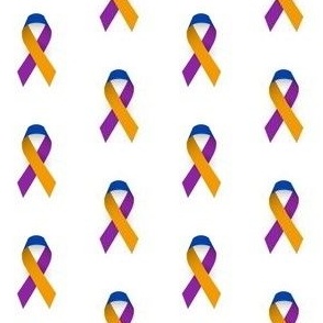Bladder Cancer Ribbon, Blue Yellow Purple Cancer Awareness Ribbon, May, Bladder Cancer Awareness Ribbon on White Background